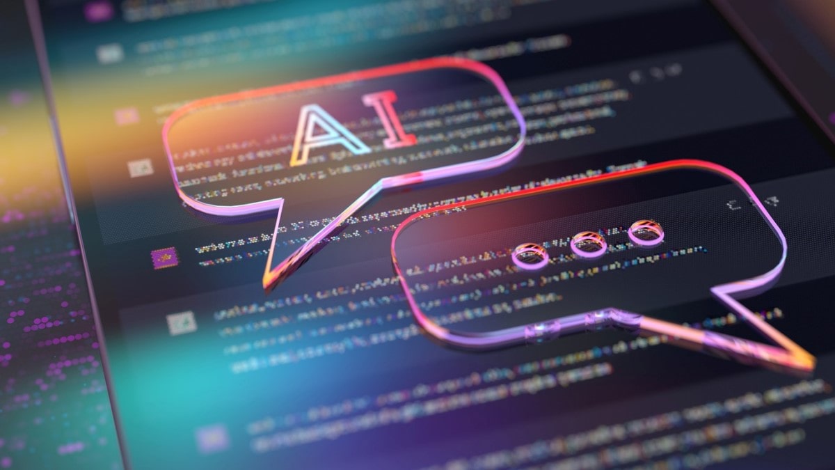 Siglas de inteligencia artificial sobre un cuadro de chat. Conoce cómo usar Bing Chat para trading.