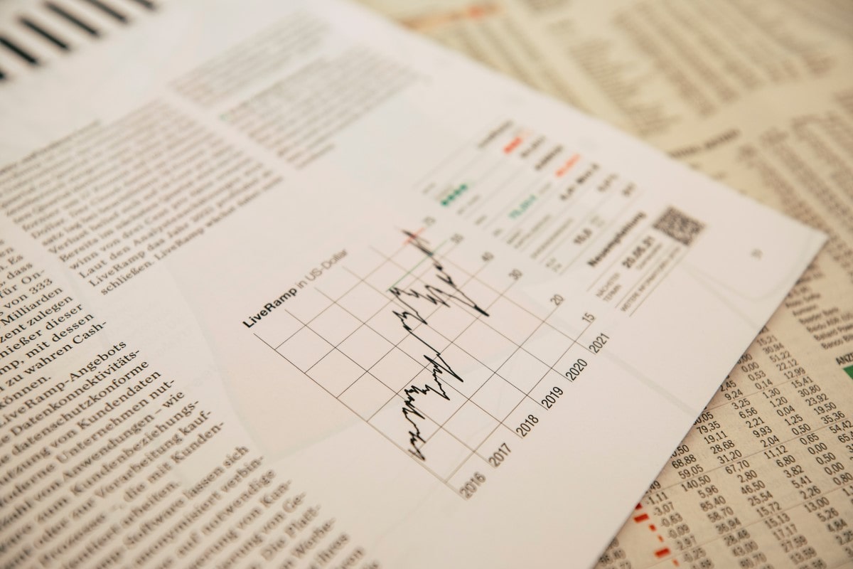 Papel que ilustra el comportamiento del Dow Jones.